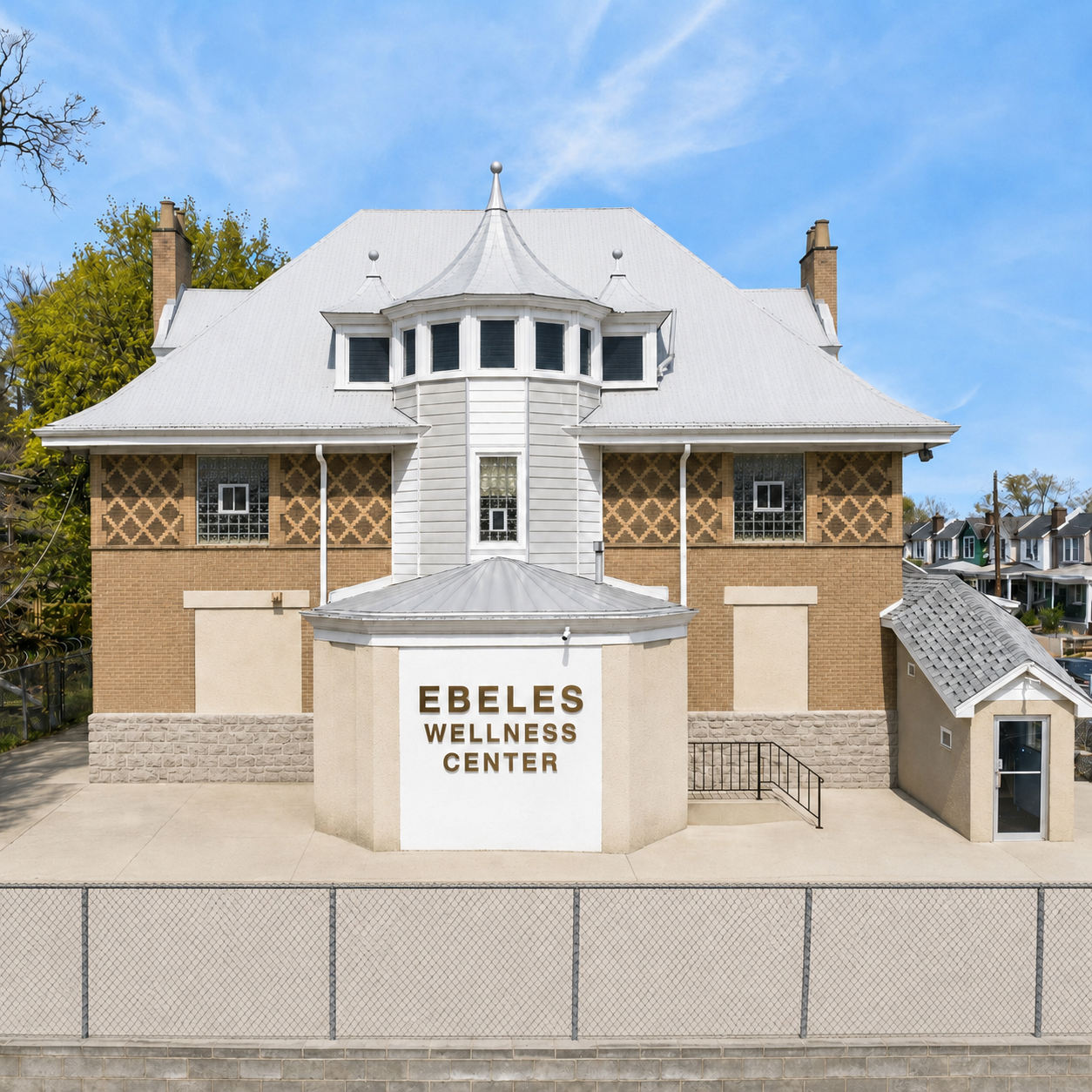 Architectural rendering of the Ebeles Wellness Center exterior with the planned facade upgrades